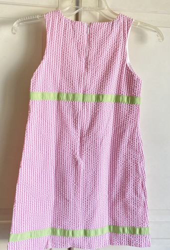 Hartstrings Dress Girls 8 Sleeveless Pink White Seersucker Cotton Easter - Picture 2 of 7