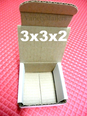 12 White Corrugated Boxes 3x3x2 Small Gift Storage Boxes 3'' x 3'' x 2''