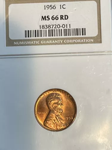1956 Lincoln Wheat Cent Penny NGC MS 66 RD #011