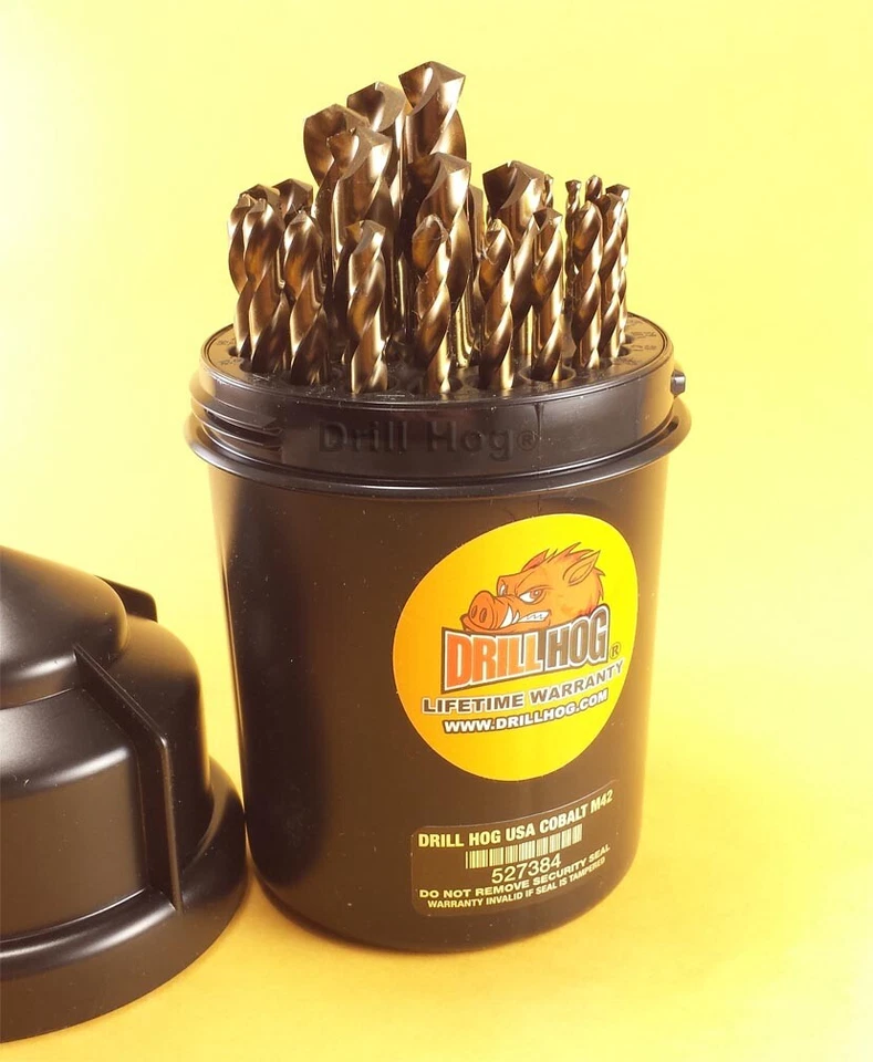 Juego de brocas de cobalto Drill Hog® 29 piezas M42 taladros 1/16-1/2 100 % garantía de por vida Foto 4 de 4