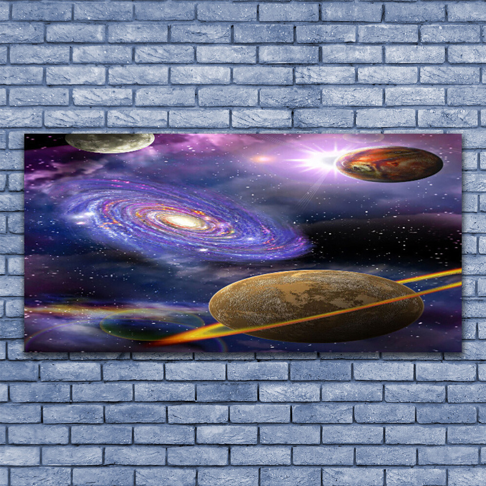 Tableau sous verre de qualite superieure 140x70 theme galaxie et univers