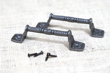 2 Cast Iron Handles Gate Pull Shed Door Handles Fancy Drawer Pulls Barn Iron