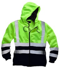SSS® Hi Vis Viz High Visibility Fleece Jacket Workwear Hoodie Safety Zip Up Coat