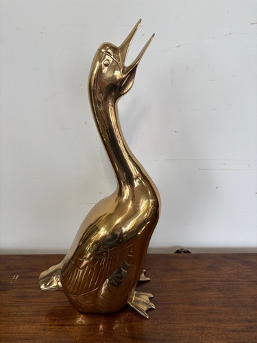 Ethan Allen Pair of Golden Geese Brass Statues 10LB+ each 23" & 12 1/2" Tall (M) - Picture 11 of 12