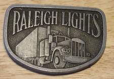 Raleigh Lights Cigarettes Advertising Semi Truck All Metal Belt Buckle
