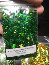 1 OZ Holographic Green Glitter Slice letter alphabet confetti C US Seller