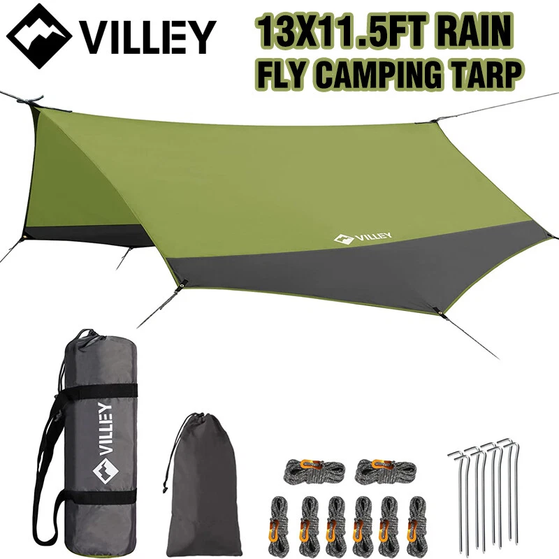 VILLEY 13 x 11.5Ft Rain Fly Heptagonal Tarp Waterproof Camping Tarp Hammock Tent