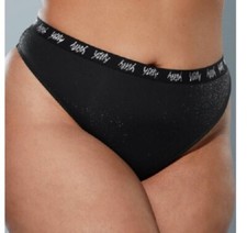 NWT - YITTY Black Shimmer Microfiber Thong Panties Sz 1x 16/18 - RET. : 29.95