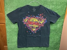 Superman Mens M Black T-shirt Movie Cartoon Rare A 319
