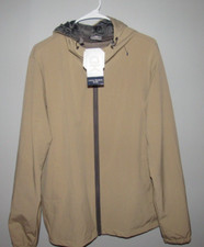 NWT New LITTLE DONKEY ANDY Men's Sz Medium Tan Hooded Jacket Full Zip Breathable