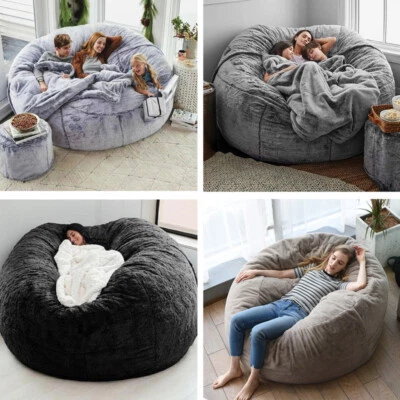 5FT Foam Giant Bean Bag Sofa Memory Living Room Chair Microsuede Soft Cover US