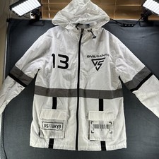 CivilSaints Windbreaker Jacket Streetwear Jogging White Reflective Size Large