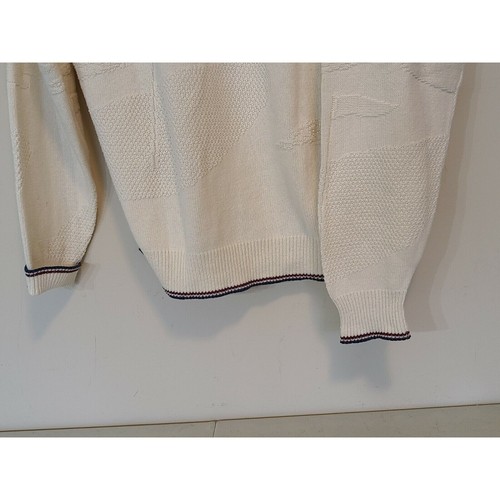 Vintage Isle Of Cotton Golf Sweater V-Neck Embroidered Textured Print XLT USA - Picture 10 of 12