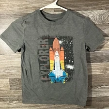 Cat & Jack Tshirt Boys Small 6/7 Gray Space Shuttle Explorer