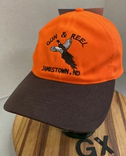 NWT GUN & REEL JAMESTOWN NORTH DAKOTA BLAZE ORANGE/BROWN HUNTING HAT GX