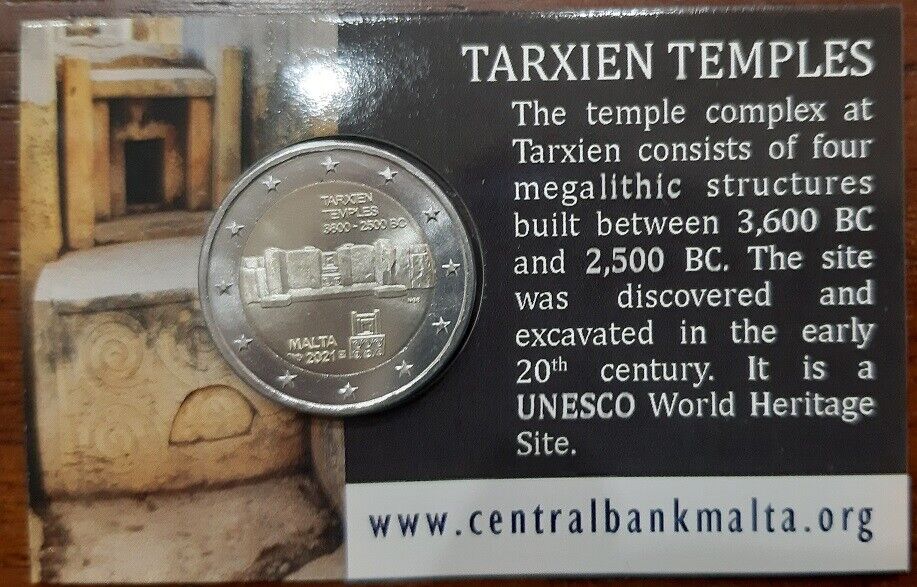 MALTA - Monety okolicznościowe 2 EURO 2021 " TARXIEN " Z MINTMARK MDP w karcie monet
