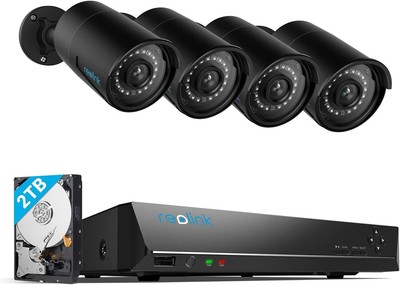 Security Camera System, 4pcs Wired PoE IP Cameras Outdoor for 24-7 Recording,