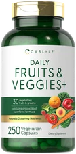 Fruits and Veggies | 250 Capsules | 32 Fruits and Vegetables | by Carlyle