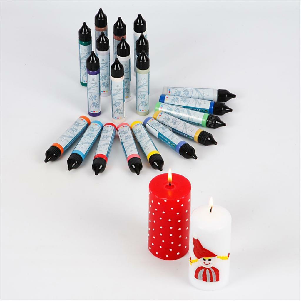 20 x Assorted Colour Liquid Wax Pens Candle Decorations Christmas