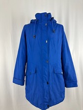 Womens Finesse Parka Coat Blue Polyester Size 16 Overcoat Hooded