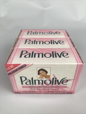 3 Vintage NOS Palmolive With Cleansing Cream Beauty Soap Bars 3.1 Oz