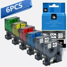 6PK DymoD1 45010-3-6-7-8-9 Label Tape for DYMO LabelManager 280 350 420P 450 Duo