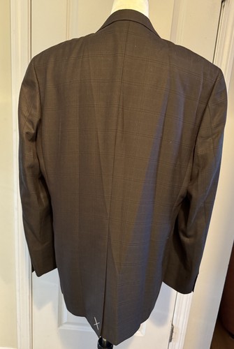 Perry Ellis Men's Suit / Sport Coat Jacket 2 Button Dark Brown Plaid 42 Regular - Picture 13 of 14