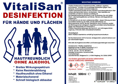 Desinfizieren von Hand + Flächen Anti Virus Hygienespray alkoholfrei 0,5L Spray