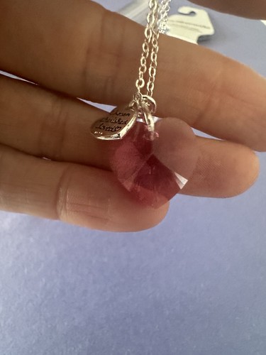 Swarovski Heart Pink Charms Necklace Chosen Cherished Loved Silver Plated - Picture 8 of 10