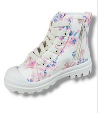FabKids Girls Lug Sole Pink Floral High-Top Zip Up Sneakers Kids Girls Size 10
