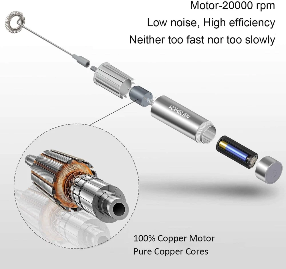 Milk Frother Handheld, Battery Operated Travel Coffee Frother Milk Foamer Drink