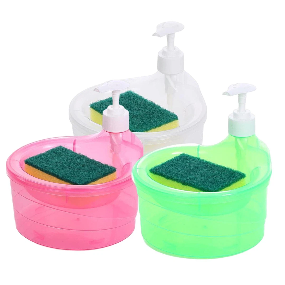 Hand Soap Dispenser Kitchen Sink Soap Hand Liquid Pump Bottle with Sponge 1000ml