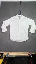 Bergamo New York Shirt Mens Medium White Button Up Dress Pocket Classic 32/33 M