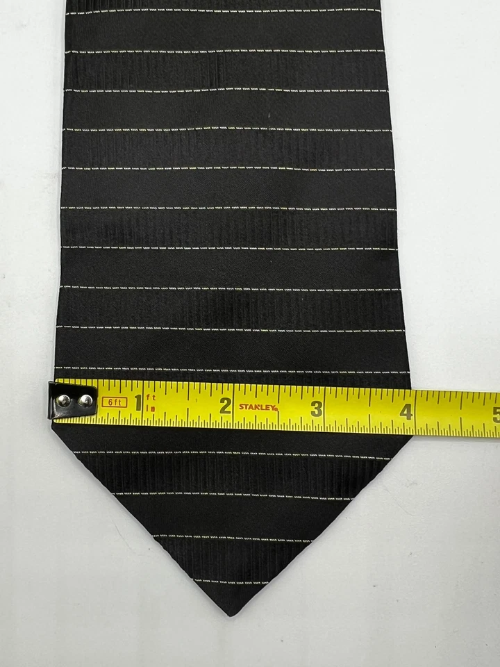 Gravata masculina TODAY'S MAN 100% seda designer italiano listra preta W:4" L:58.5" - Imagem 3 de 4