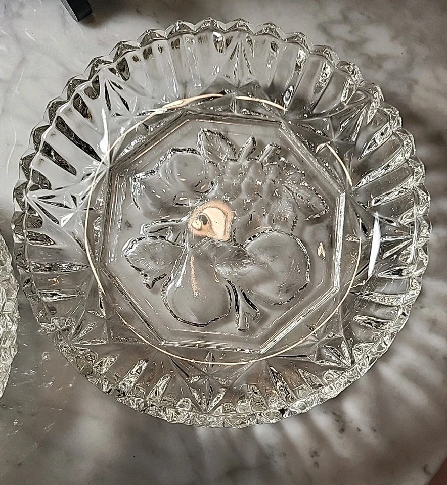 6 Vintage Federal Glass Pioneer Dish 5" Candy/ Nuts Fruit & Grapes - Image 3 of 3