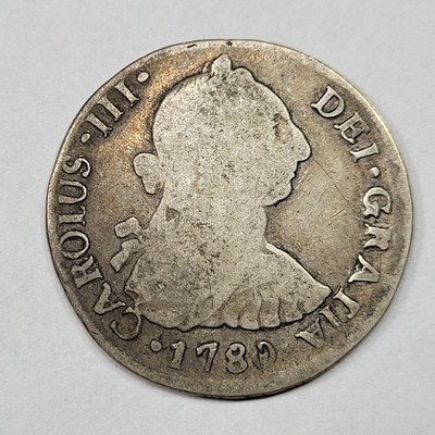 1780 CHILE Silver 2 Reales So Santiago Mint Carolus III Early Silver Issue *M885