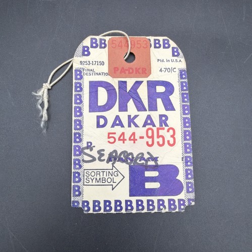 PAN AM Dakar VINTAGE BAG TAG LUGGAGE BAGGAGE LABEL 1970
