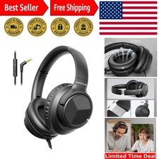 Headphones Wired with Microphone, Over Ear Foldable 3.5mm Plug in Headphones ...