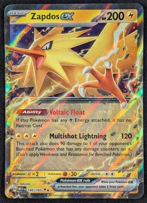 Zapdos EX Scarlet Violet 151 Double Rare Pokemon Card 145/165 (NM