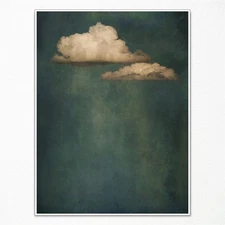 Vintage Sky Cloud Canvas Wall Art, Retro White Clouds In The Blue Sky Art Pri...