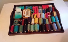 Sewing Cotton .42 Nice Selection .Vintage Tin Containing Presstuds /Hooks & Eyes