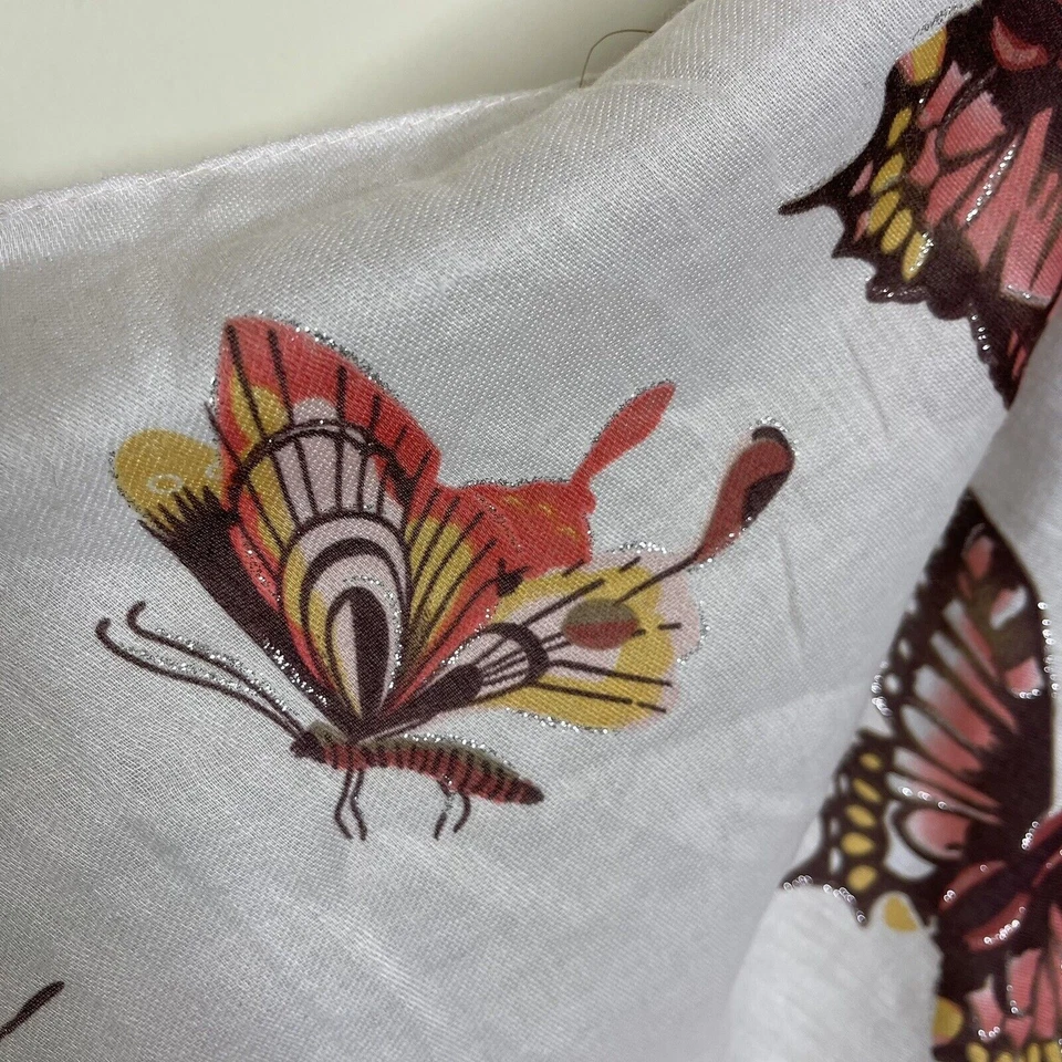 Para Mujer Marrón Naranja Mariposa Polilla Envolvente Bufanda Brillo Boho Chic Hippie Hada Foto 4 de 4