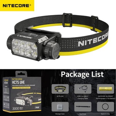 NITECORE HC75 UHEHeadlamp 3000 LM LED Headlight Rechargeable Outdoor Work Lights
