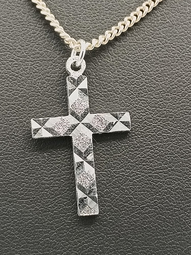 Silver Coloured Cross Pendant Necklaces On 17" Chain d