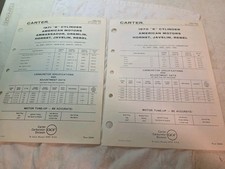 Original Carter Carburetor Spec Sheet 1970 6 Cylinder Honet Javelin 