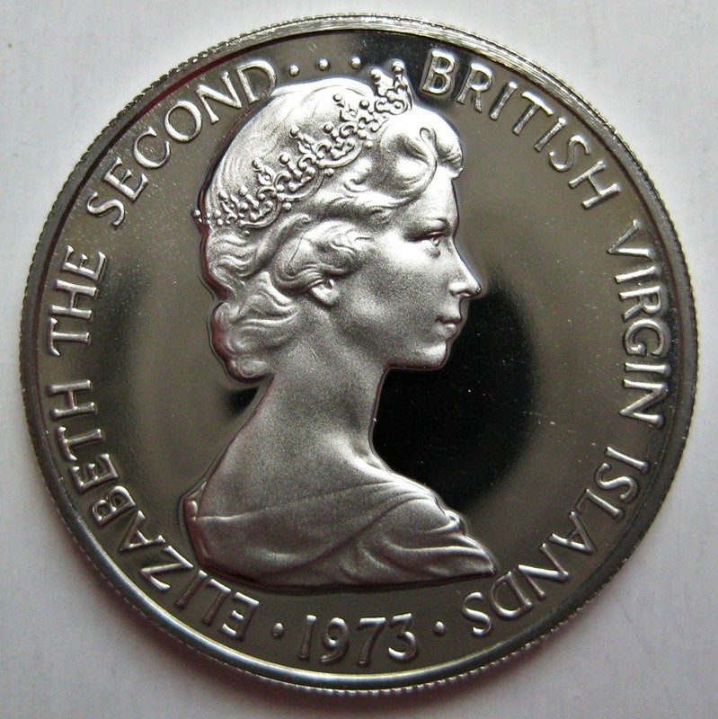 PROOF BRITISH VIRGIN ISLAND 1973 QEII/KING FISHER TEN 10 CENTS COIN (KM# 3)