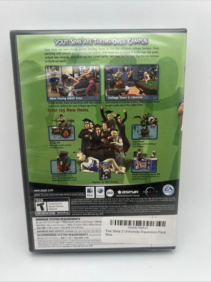 The Sims 2 University Expansion Pack PC Video Game For Computer CD Brand New - Image 2 of 3