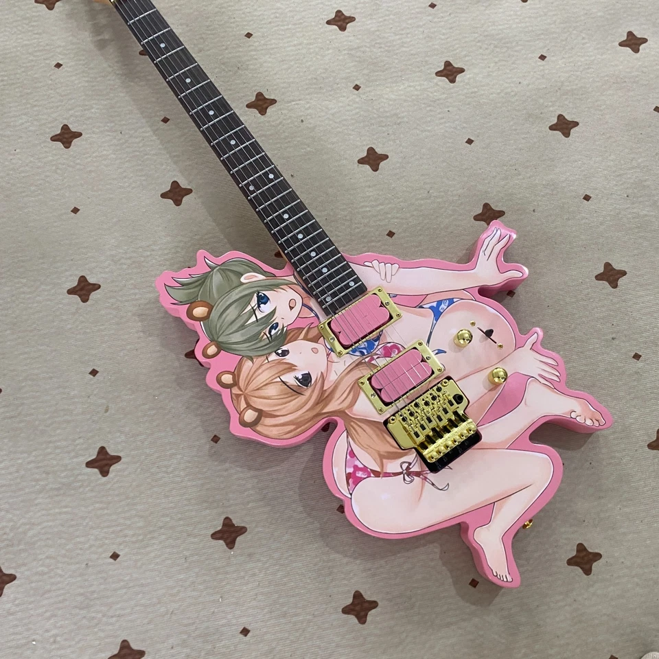 动漫女孩电吉他 6 弦双拾设计 24 品贝斯木琴身 — 第 2/4 张图片