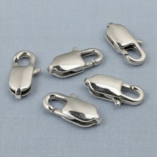 5 Large Oval Silver Lobster Claw Clasps Stainless Steel Statement Size Findings