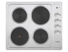 Candy CLE64KX 60cm 4 Zone Electric Solid Plate Hob in Stainless Steel 49294